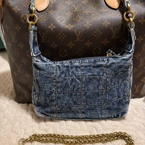 ZARA Denim Shoulder Bag with Gold Chain Strap  NWOT